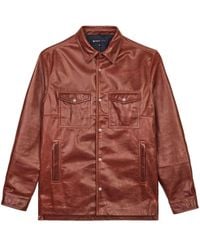 Purple Brand - Press-stud Leather Shirt Jacket - Lyst