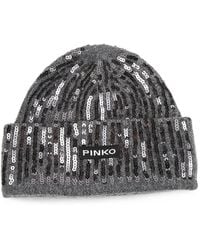 Pinko - Sequin-Embellished Ribbed-Knit Beanie Hat - Lyst