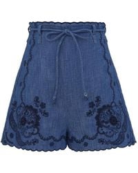 Zimmermann - Aster Denim Shorts - Lyst
