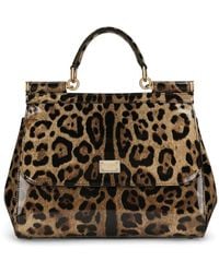Dolce & Gabbana - Leopard Leather Leather Medium 'sicily' Bag - Lyst