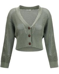 Brunello Cucinelli - Sequin-Embellished Open-Knit Cardigan - Lyst