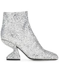Ferragamo - Glitter-Effect Sculpted-Heel Ankle Boots - Lyst