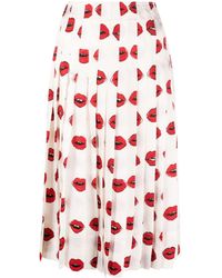 Khaite - Tudi Lip-print Pleated Skirt - Lyst