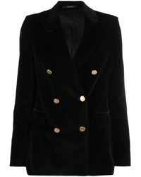 Tagliatore Velvet Effect Blazer - Black