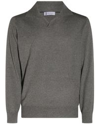 Brunello Cucinelli - Mouliné Cashmere Knit Polo - Lyst