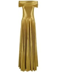 Norma Kamali - Off-Shoulder Maxi Pleated Dress - Lyst