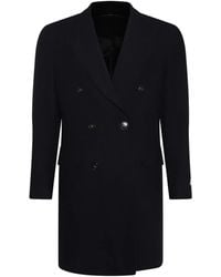 Canali - Double-Breasted Peak Lapel Coat - Lyst