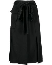 Victoria Beckham - Patch-pocket Satin Midi Skirt - Lyst