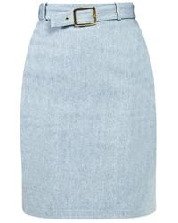 ROWEN ROSE - Jupe En Jean À Taille Ceinturée - Lyst