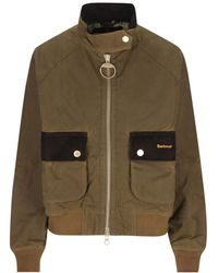 Barbour - Long-Sleeve Corduroy-Collar Zip-Up Bomber Jacket - Lyst