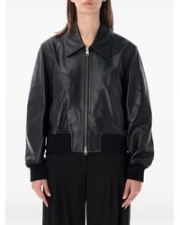 Ami Paris - Zip-Up Leather Jacket - Lyst