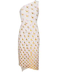 Peter Pilotto One Shoulder Floral Print Dress - Wit