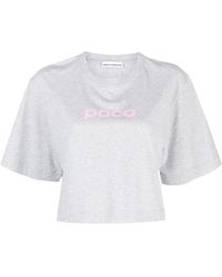 Rabanne - T-Shirt Crop Con Stampa - Lyst