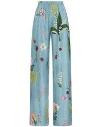 Oscar de la Renta - Floral-Print Silk Palazzo Pants - Lyst
