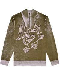 DIESEL - Pull À Col Zippé Et Motif De Griffon - Lyst
