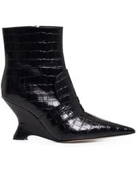 Essentiel Antwerp - Crocodile-Effect Wedge-Heel Ankle Boots - Lyst