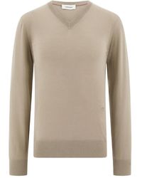 Ferragamo - Gerippter Pullover Mit V-Ausschnitt - Lyst