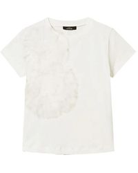 Twinset - Regular Fit T-Shirt With Tulle Flowers - Lyst