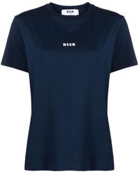 MSGM - T-Shirt mit rundem Ausschnitt - Lyst