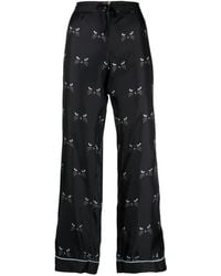 Macgraw - Cat-print Silk-satin Wide-leg Trousers - Lyst