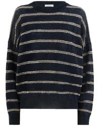 Brunello Cucinelli - Linen And Cotton Sweater With Dazzling Double Stripes - Lyst
