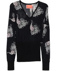 La DoubleJ - V-Neck Floral Print Sweater - Lyst