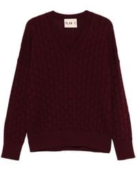 Plan C - Pull En Maille Torsadée À Col V - Lyst