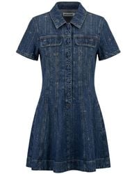 Self-Portrait - Embellished Denim Mini Dress - Lyst