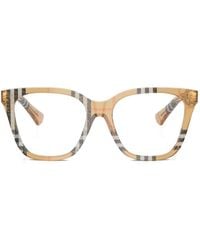 Burberry - Check-Pattern Square-Frame Glasses - Lyst