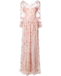 Marchesa notte Vestito lungo a fiori - Rosa