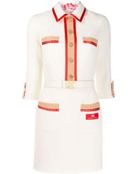 Elisabetta Franchi Hemdkleid mit Logo - Weiß