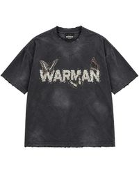 WARMAN - Logo-Print Distressed T-Shirt - Lyst