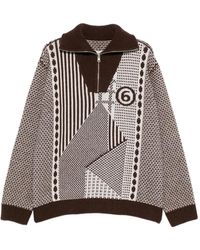 MM6 by Maison Margiela - Patchwork Quarter-Zip Knit - Lyst