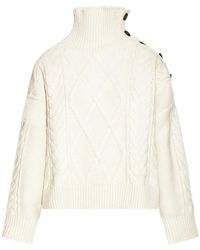 Yves Salomon - Cable-Knit Button-Detail Sweater - Lyst