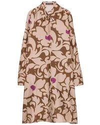 Luisa Cerano - Robe-Chemise Mi-Longue À Fleurs Et Manches Longues - Lyst