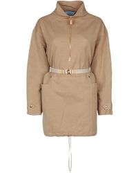 Prada - ハーフジップ ベルテッド コート - Lyst