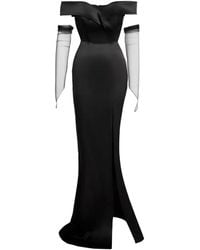 Benedetto - Off-Shoulder Mesh-Sleeve Maxi Dress - Lyst