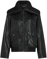 KARL LAGERFELD - Knitted-Collar Leather Jacket - Lyst