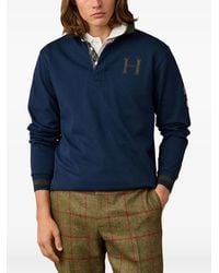 Hackett - Logo-Patch Long-Sleeve Polo Shirt - Lyst
