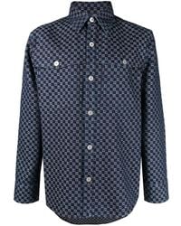 Balmain - Monogram-Jacquard Denim Shirt - Lyst