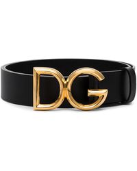 Dolce & Gabbana Cinturón con hebilla de placa del logo - Negro