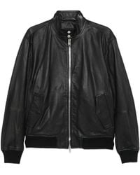 BOSS - Leather Bomber Jacket - Lyst