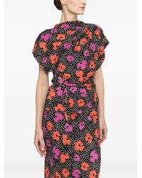 Nissa - Floral-Print Belted Shirt - Lyst