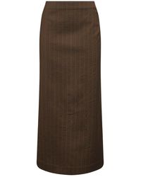 Uma Wang - Pinstriped Chevron Gad Midi Skirt - Lyst