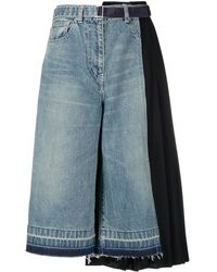 Sacai Jeans a gamba ampia crop - Blu