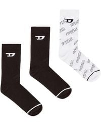 DIESEL - Skm-D-Tennis-Crew-17,5 Logo Socks (Pack Of Three) - Lyst