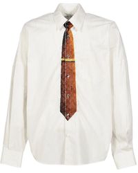 Doublet - Tromp L'Oeil Tie-Print Striped Cotton Shirt - Lyst