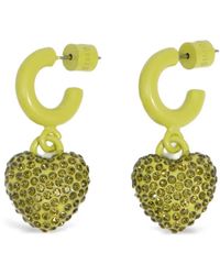 Bimba Y Lola - Hoop Earrings With Lime Crystals Heart - Lyst