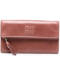 Miu Miu - Logo-Detail Leather Clutch Bag - Lyst