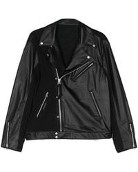 Undercover - Panelled Leather Biker Jacket - Lyst